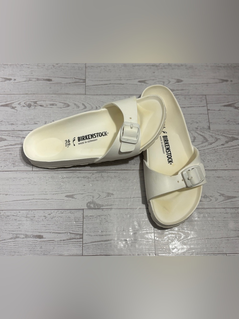 Birkenstock Madrid EVA Sandals in Cream White Size 36